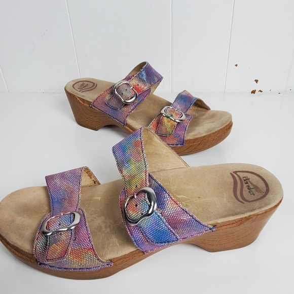 Dansko 2 strap slipon slides with a 2.5" heel danso size 42 us 11.5/12 - Picture 11 of 13